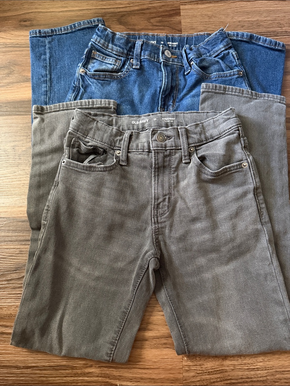 Two Old Navy Boy’s Slim Straight Jeans in Gray and Blue Size 10